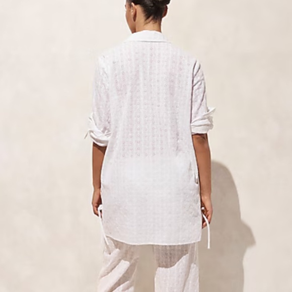 NWT J.Crew White Eyelet Airy side-tie tunic cover-up SZ XS - Picture 3 of 8